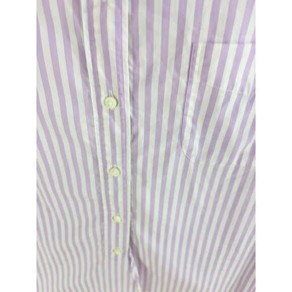 Ann Mashburn Boyfriend Shirt Sz M Lavender White Stripe Button Down - Picture 4 of 16